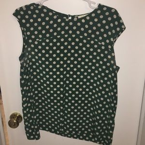 Kate Spade Green Polka Dor Sleeveless Top